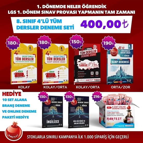  8. SINIF 1. DÖNEM TÜM DERSLER DENEME SETİ